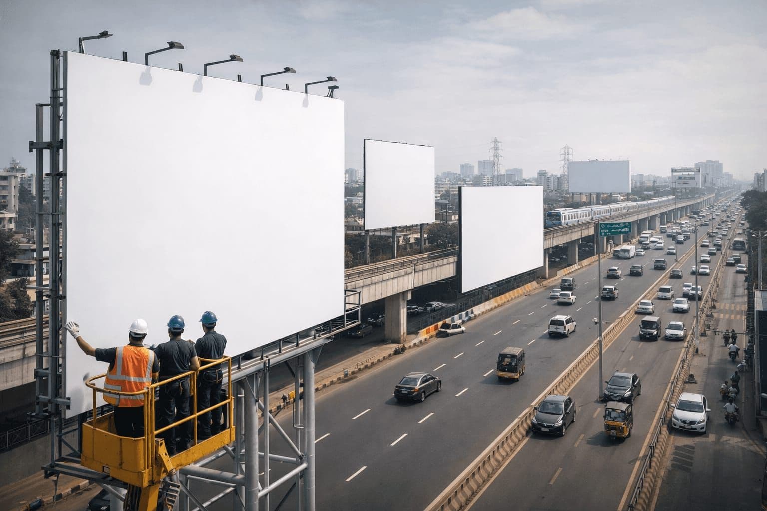 Raybrand outdoor billboards installed on a high-traffic city route
