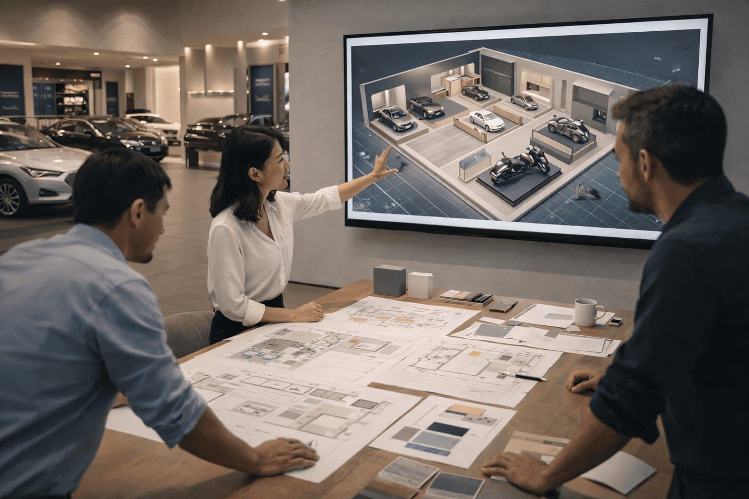 Showroom layout and brand space planning drawings